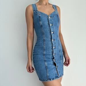 Vintage Denim Dress Womens Small Cowgirl Western Festival Bongo 90s
